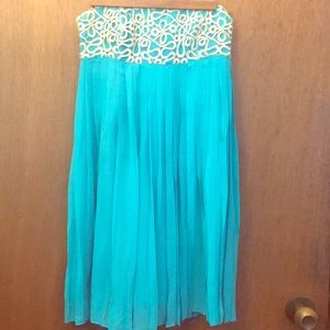 Lilly Pulitzer Turquoise/Gold Silk Cocktail Dress